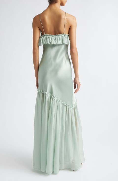 Elaria Ruffle Silk Gown