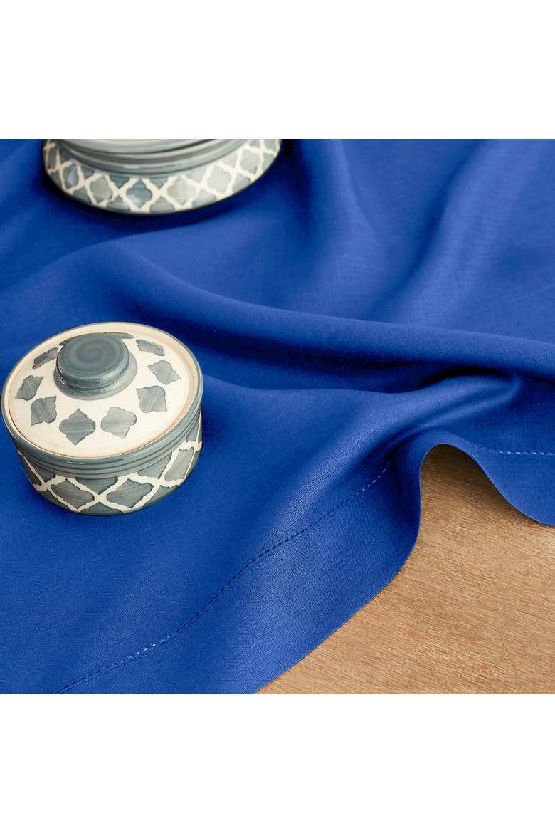 Linen Table Throw - Classic Hemstitch, 52" x 52" Inch, 52" x 52" Inch, Alternate, color, Royal Blue