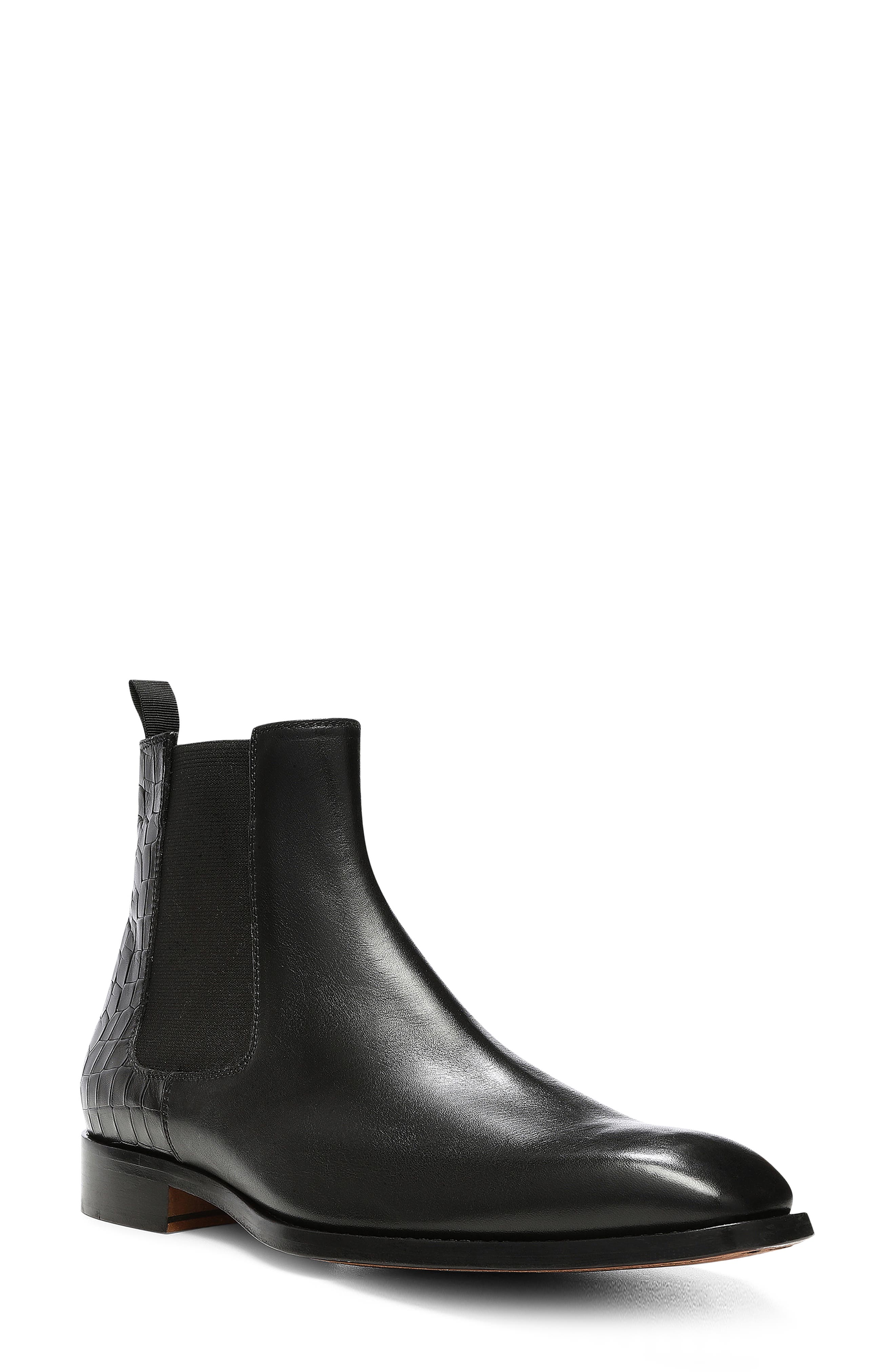 Donald Pliner Sloan Croc Embossed Chelsea Boot, Main, color, Black