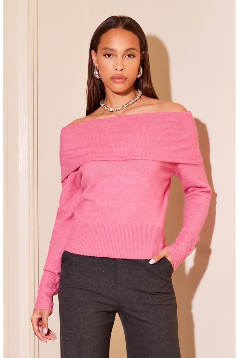 Monique Off the Shoulder Sweater, Alternate, color, PINK