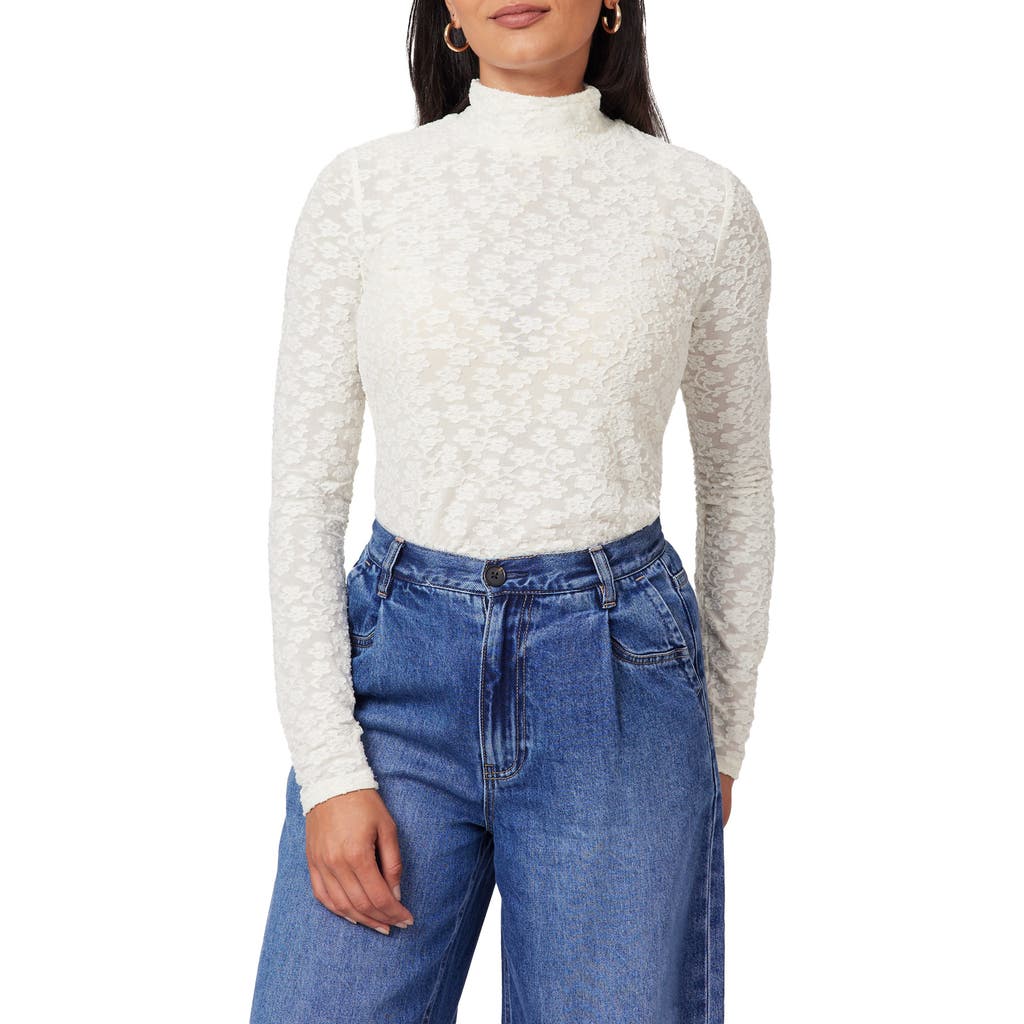 Scotch & Soda Long Sleeve Turtleneck Top In White