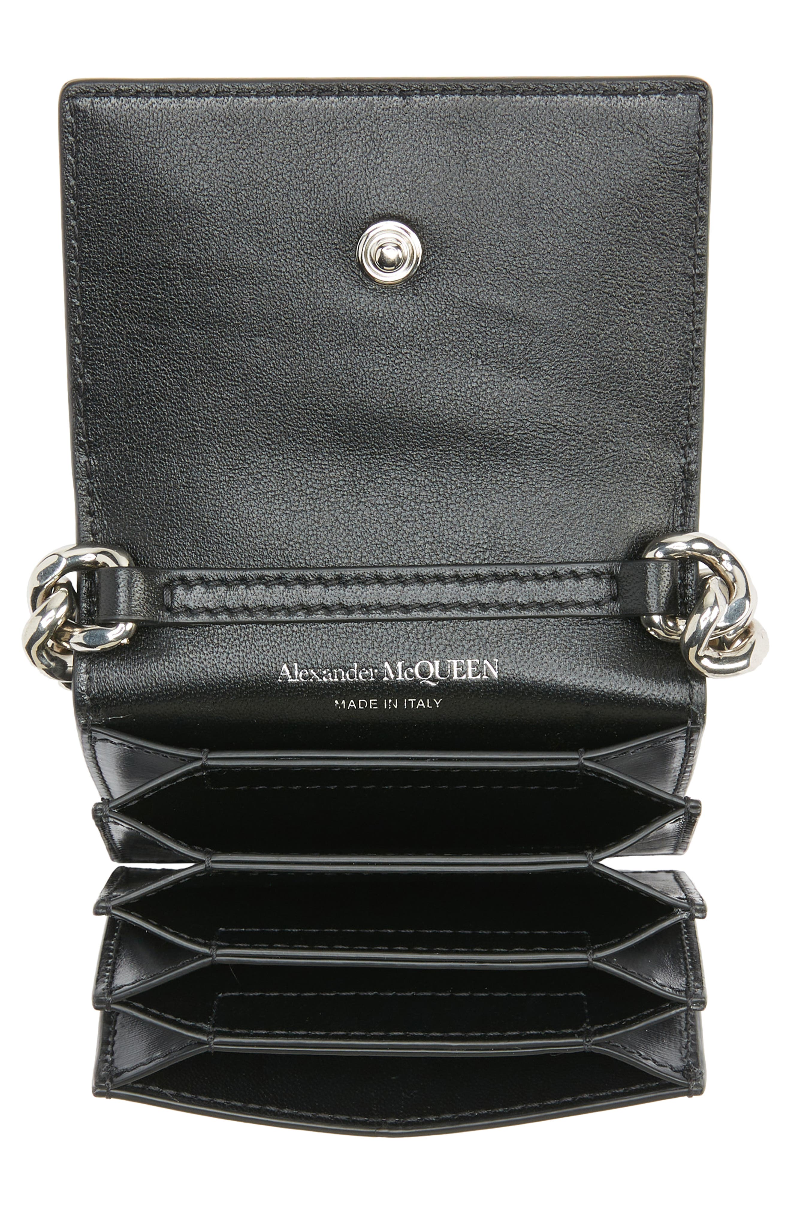 McQueen Alexander McQueen Micro The Four Ring Patent Leather Shoulder Bag, Alternate, color, 