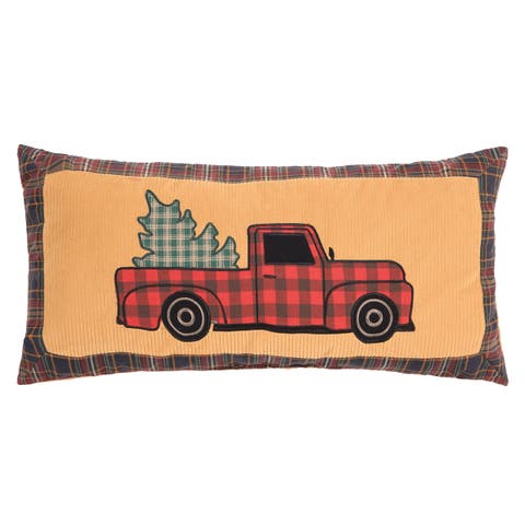 Wild Wood For Truck Applique Christmas Throw Pillow, 12" x 24"