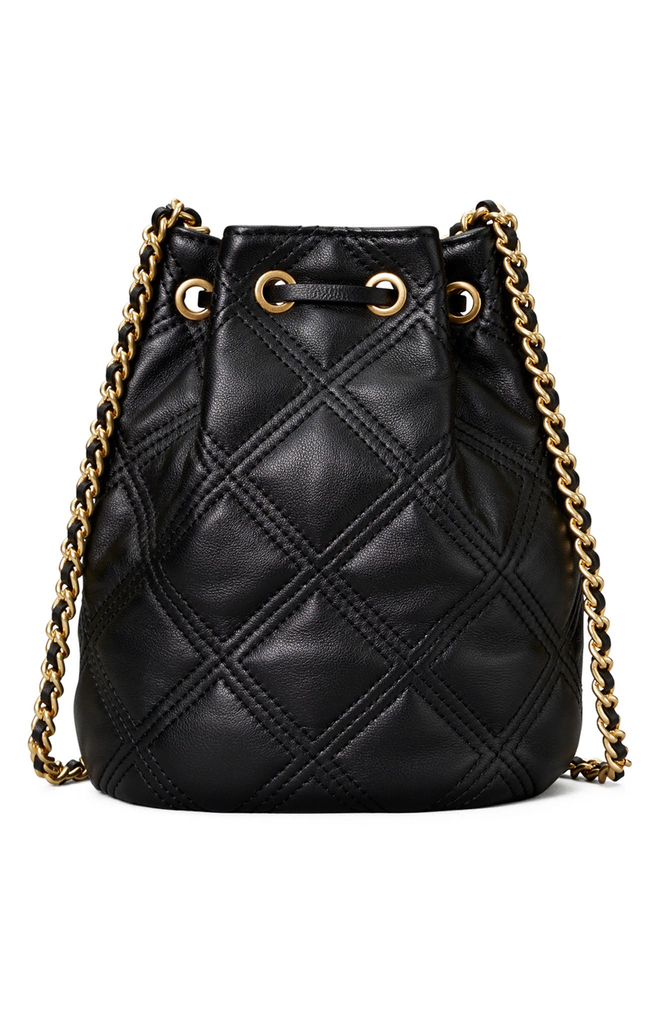 Tory Burch Fleming Mini Leather Bucket Bag, Alternate, color, 