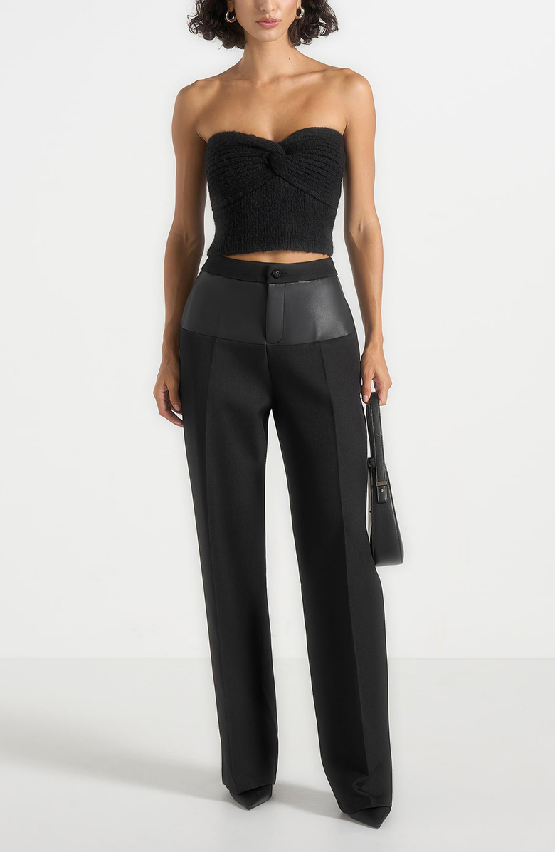 Manière De Voir Emya 2-in-1 Knit Shrug With Twisted Bandeau Top, Main, color, Black