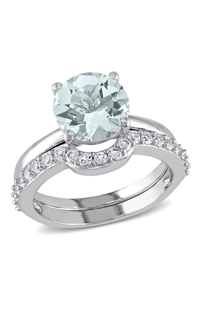 Julianna B. Aquamarine Solitaire Bridal Ring Set 10k, Main, color, Aquamarine