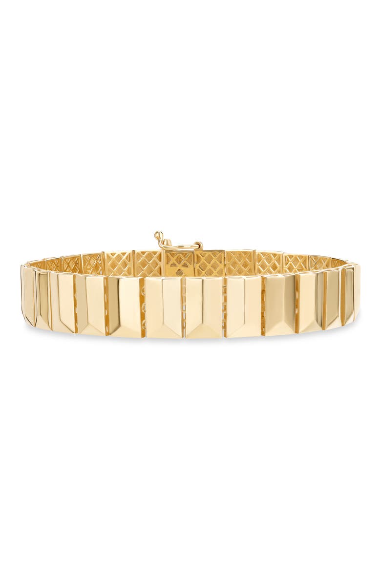 14K Gold Grooved Flash Tile Bracelet, Main, color, YELLOW GOLD