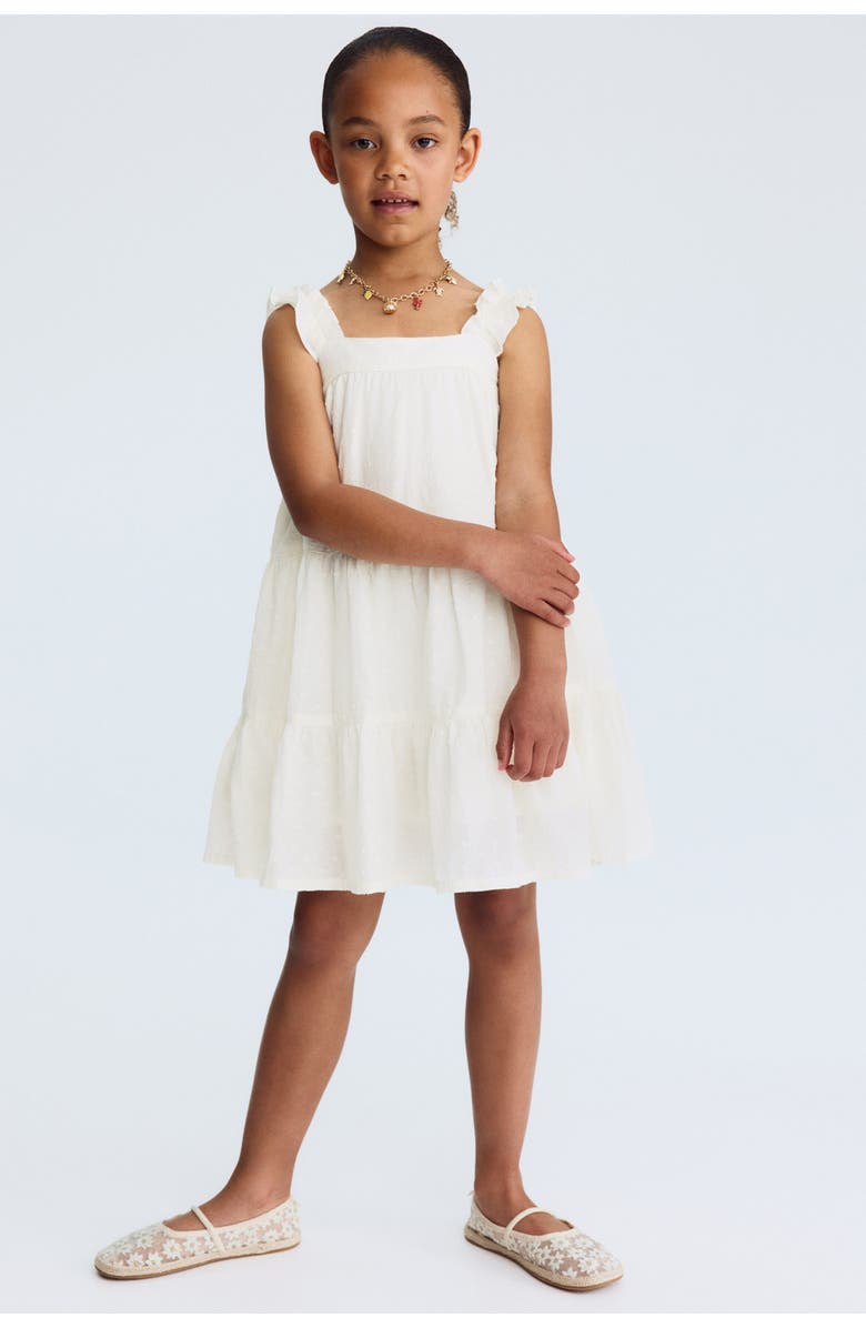 H&M Tiered Cotton Dress, Main, color, Cream