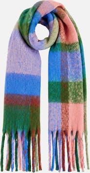 Yumi Oversize Fringe Checked Scarf