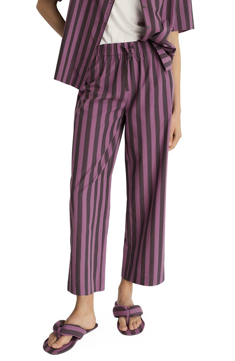 MANGO Stripe Cotton Pajama Pants, Main, color, Plum