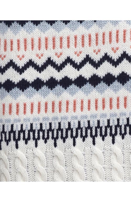 Barbour Marnie Fair Isle Wool Blend Crewneck Sweater In White