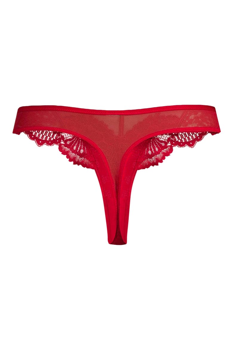 Whitney Scalloped Lace Thong, Alternate, color, CHILI PEPPER