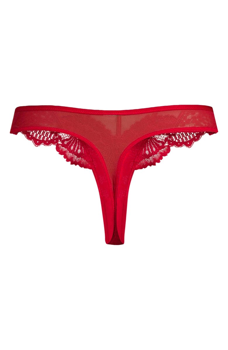 Hunkemöller Whitney Scalloped Lace Thong, Alternate, color, Chili Pepper