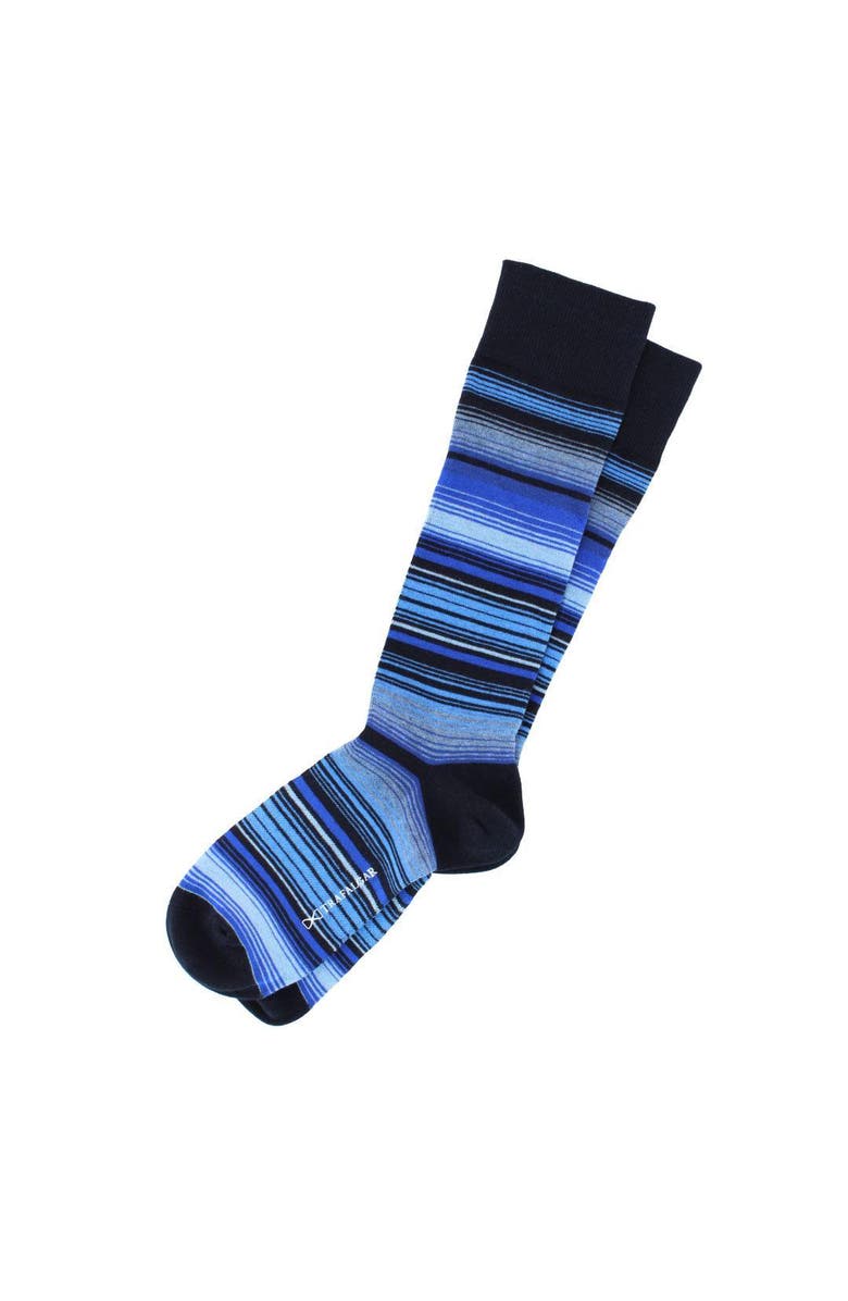 Trafalgar Aciano Micro Mulit-Stripe Mid-Calf Dress Socks, Alternate, color, Multiple Blues Micro Stripes