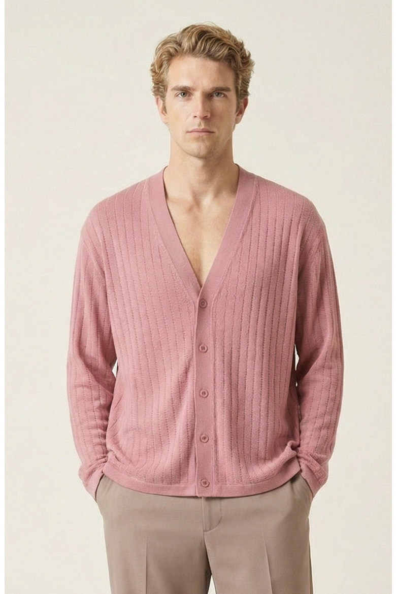 Ribbed Knit Cardigan, Main, color, Dusty Rose
