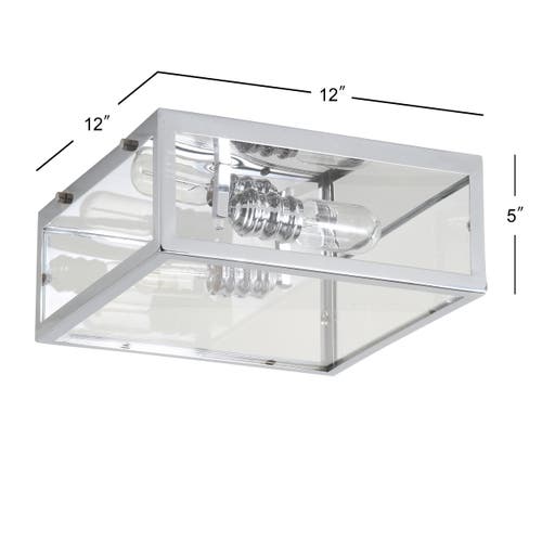 Jonathan Y Grayson 2-light Bohemian Farmhouse Iron/glass Led Flush Mount In Silver