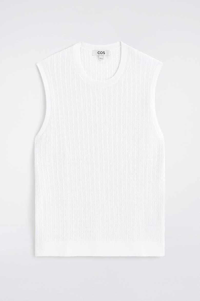 Cable-knit Cotton-linen Tank Top, Alternate, color, WHITE