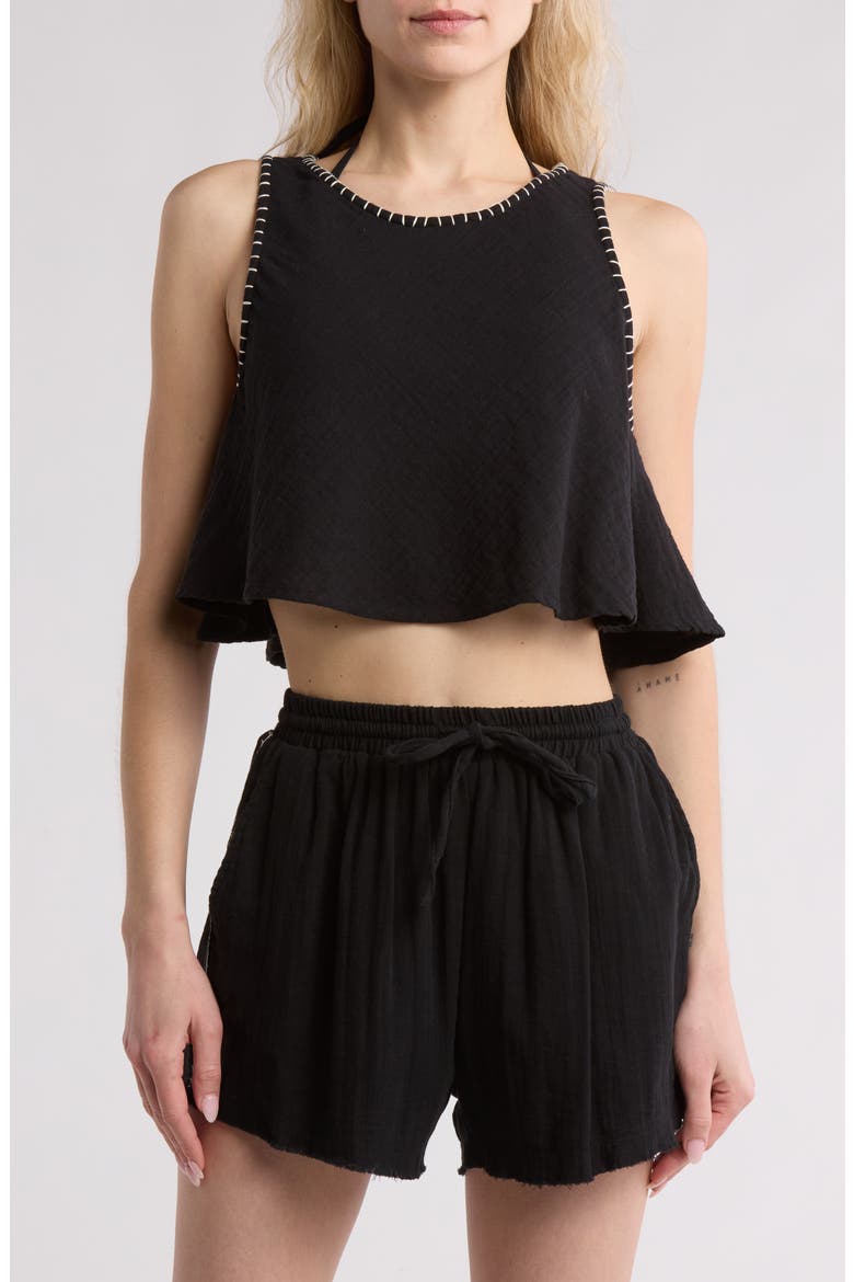 Flowy Cotton Cover-Up Tank, Main, color, BLACK
