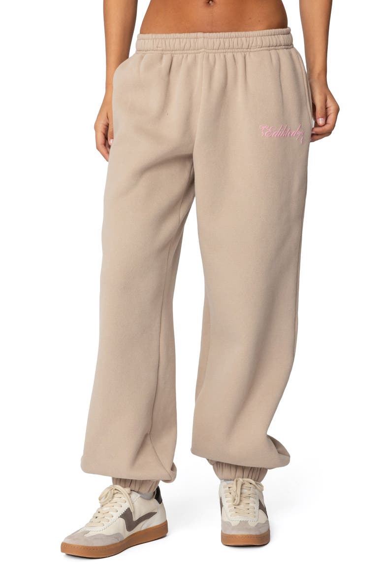Sasha Bow Detail Sweatpants, Main, color, BEIGE