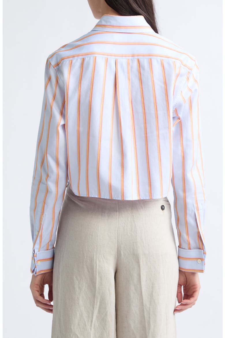 Striped Cropped Shirt, Alternate, color, BLUE/ ORANGE