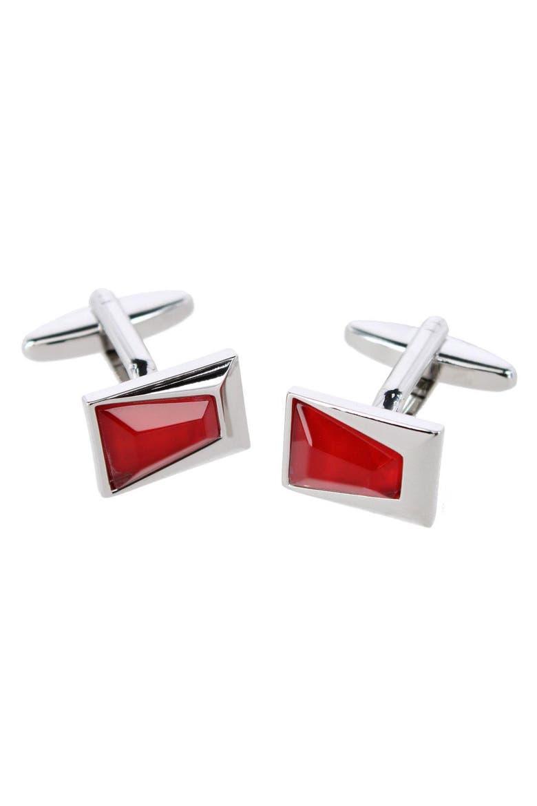 Reginal Rectangular Dapper Stone Cufflinks, Main, color, Red