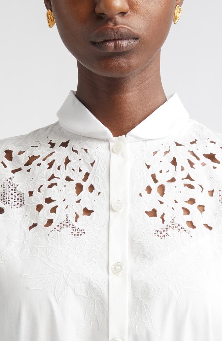 Valentino Embroidered Eyelet Cotton Dress, Alternate, color, White