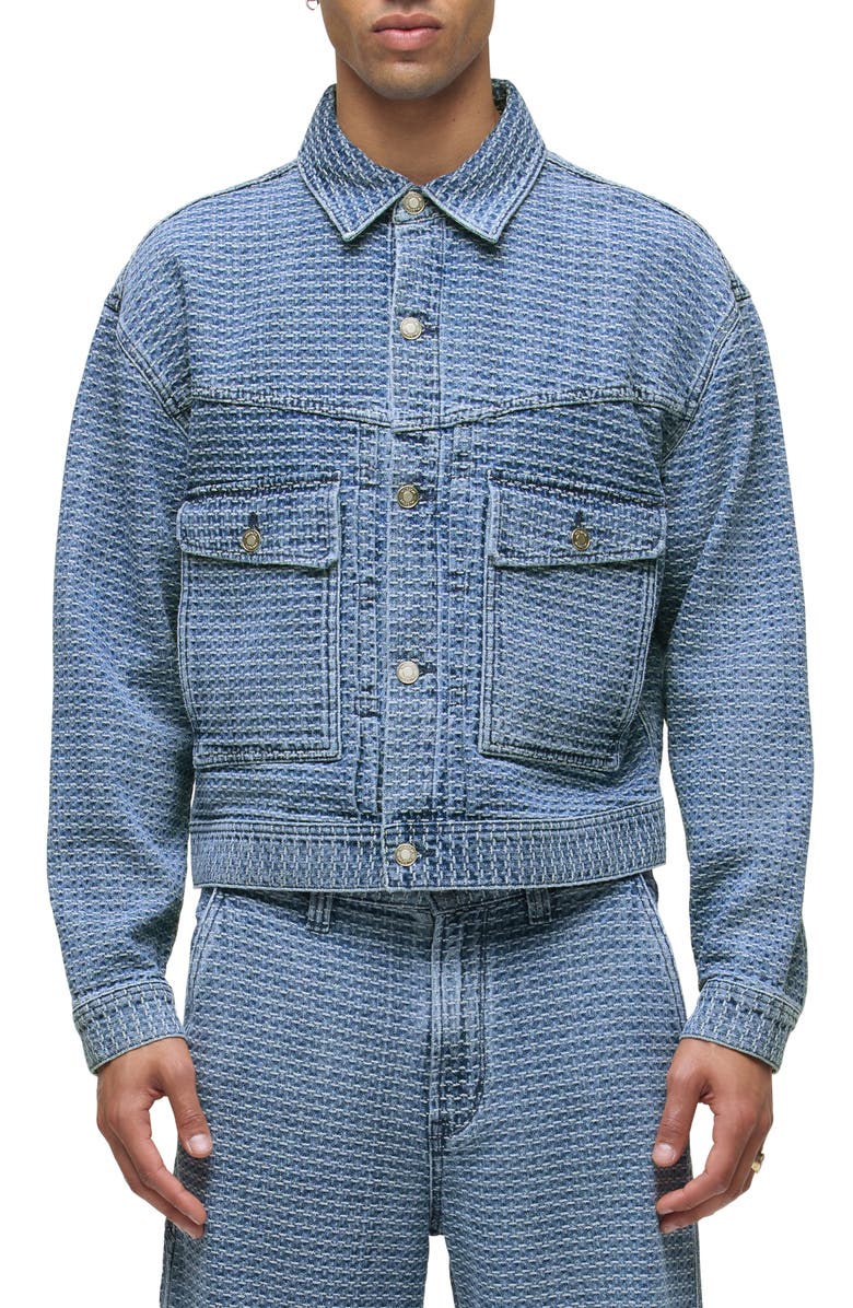 Hudson Jeans Jacquard Trucker Jacket, Main, color, Jacquard Indigo