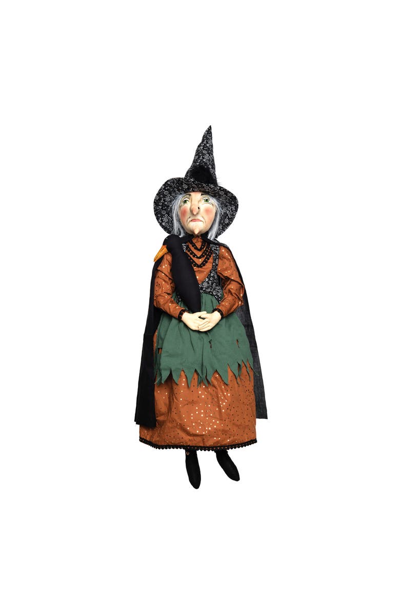 Prue Sorceress Witch Halloween Joe Spencer Gathered Traditions Figurine, Main, color, Orange