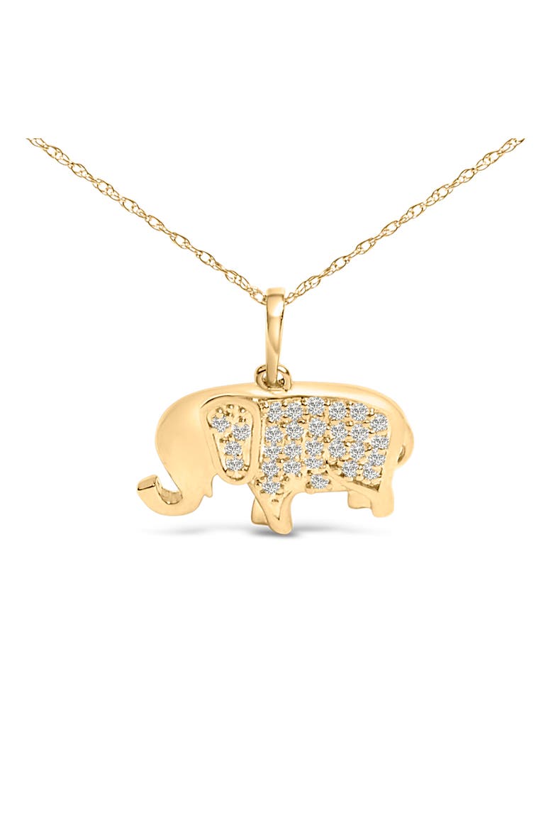 10K Yellow Gold 1/5 Cttw Diamond Elephant Pendant Necklace, Alternate, color, Yellow Gold