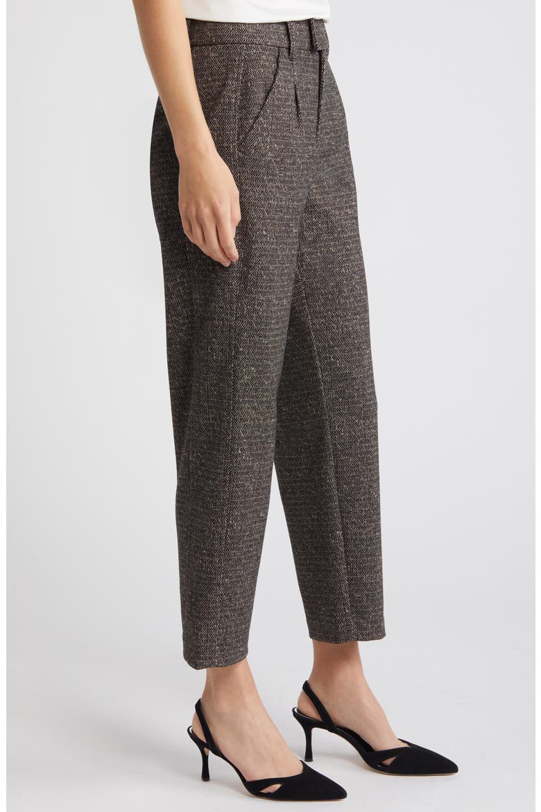 'Ab'Solution Skyrise Pleated Ankle Straight Leg Pants, Alternate, color, WHEAT/ BLACK