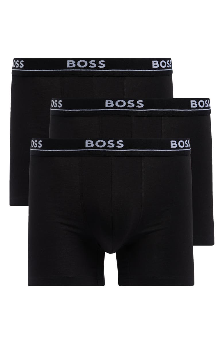 BOSS 3-Pack Essence Stretch Cotton Boxer Briefs, Main, color, Black