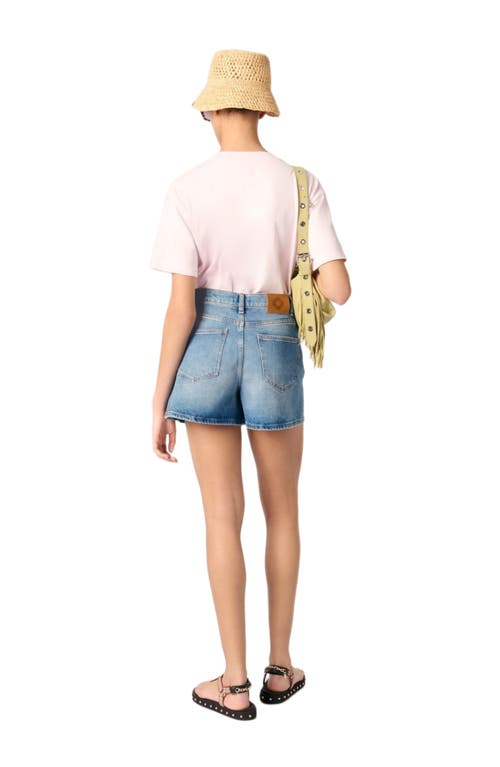Maje Cotton Tropical Print T-shirt In Pale Pink