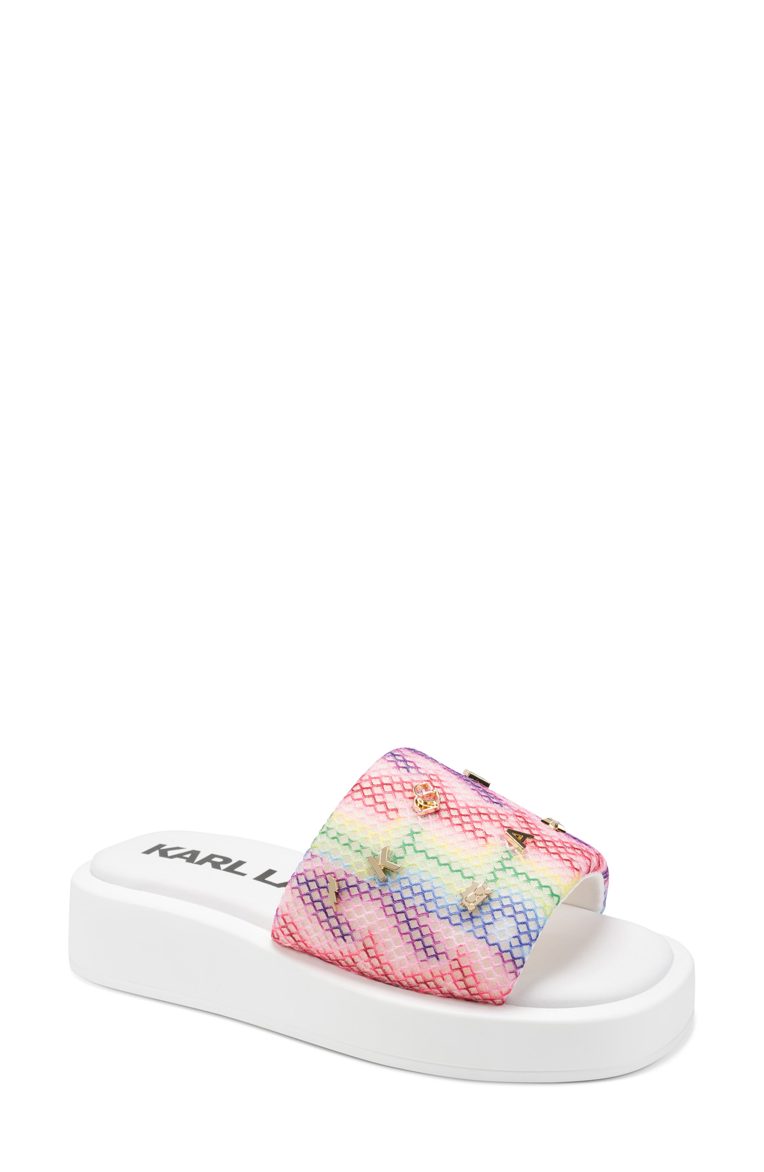 KARL LAGERFELD PARIS Opal Mesh Platform Slide Sandal, Main, color, Multi/ White