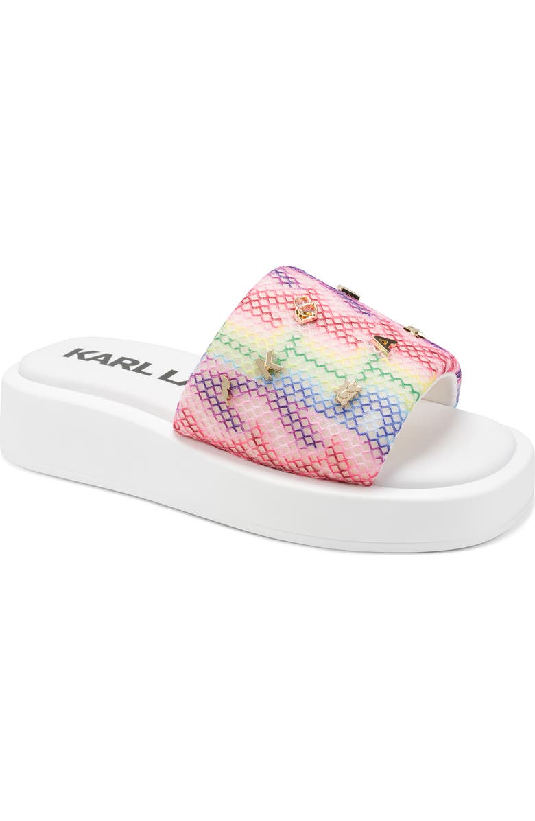 KARL LAGERFELD PARIS Opal Mesh Platform Slide Sandal, Main, color, Multi/ White