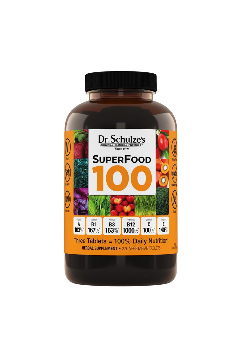 SuperFood 100 Supplement for Overall Wellness, Cellular Nutrition and Energy Support, Gluten-Free, Dairy-Free, Main, color, Brown