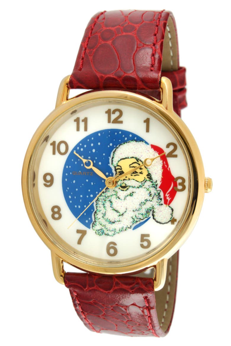 Novelty Santa Claus Christmas Watch- 40MM, Main, color, Red