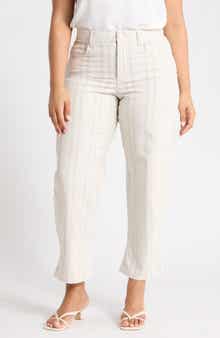 Stripe Cuffed Crop Barrel Leg Pants