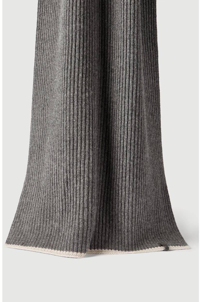 Cashmere English rib knit scarf with monili, Main, color, Lead