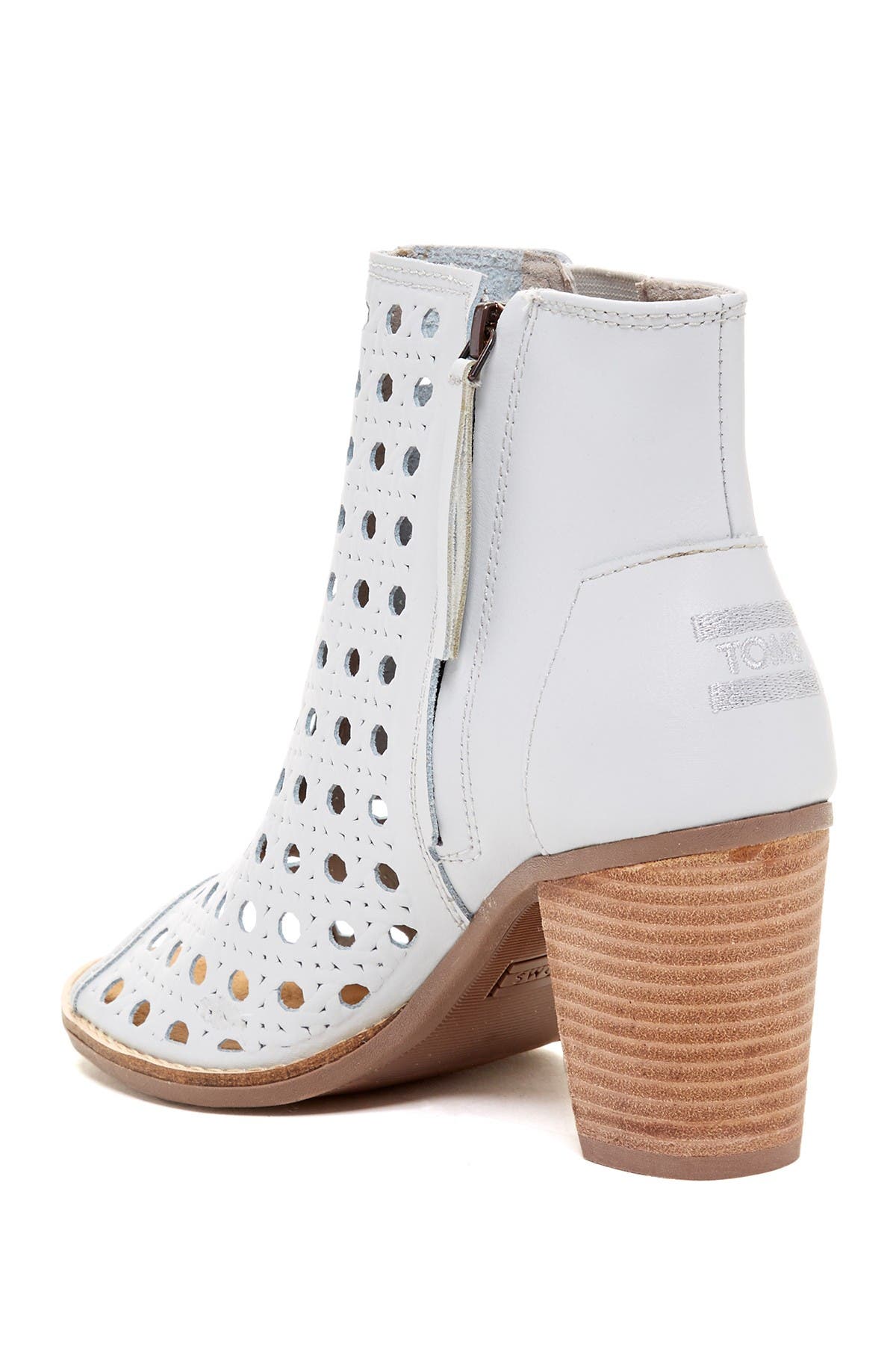 TOMS 'Majorca' Basket Weave Leather Peep Toe Bootie, Alternate, color, 