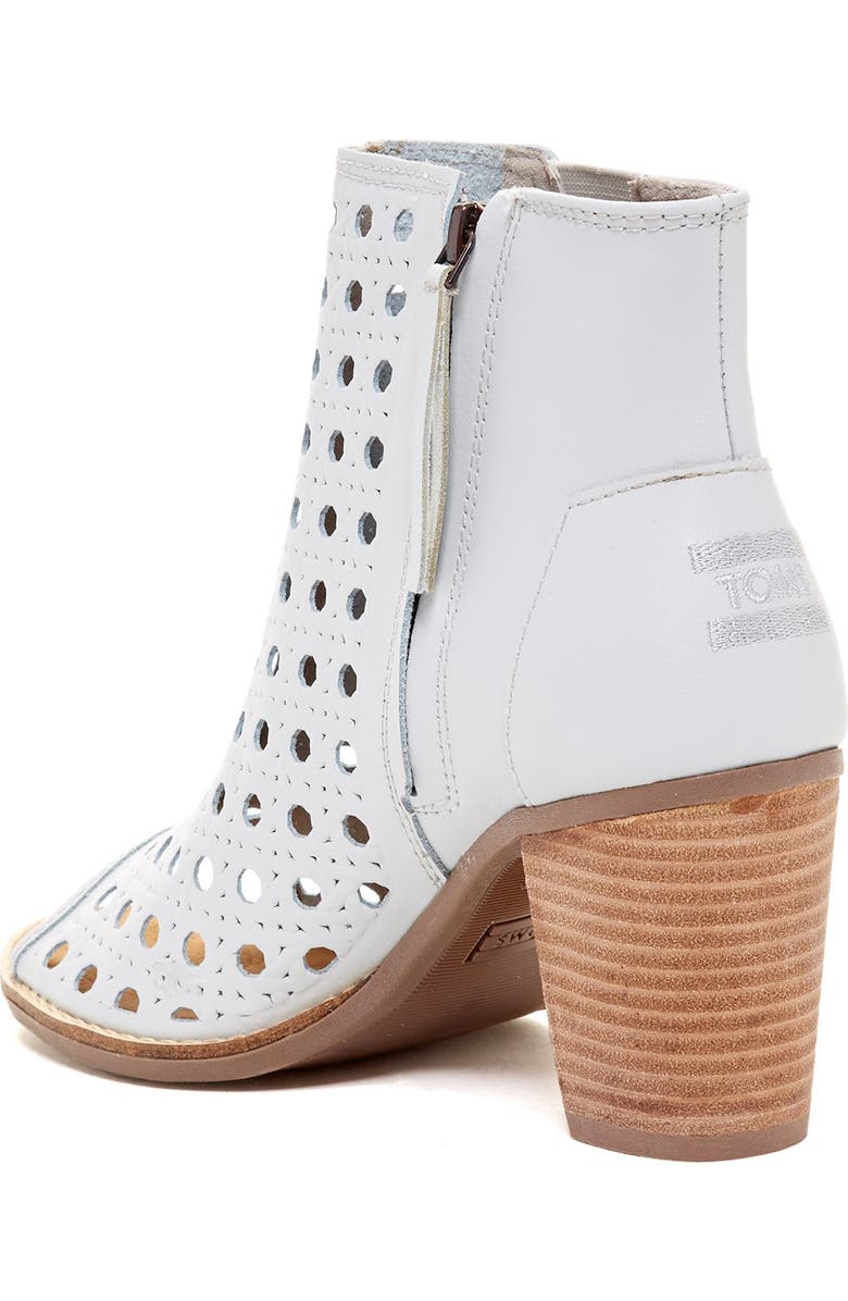 TOMS 'Majorca' Basket Weave Leather Peep Toe Bootie, Alternate, color,