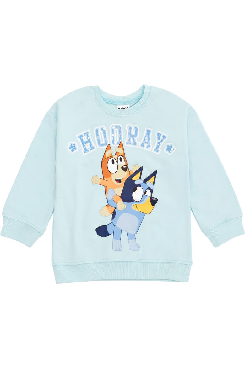 Fleece Sweatshirt and Plaid Pleated Skirt Set, Alternate, color, Bluey Bingo Light Blue