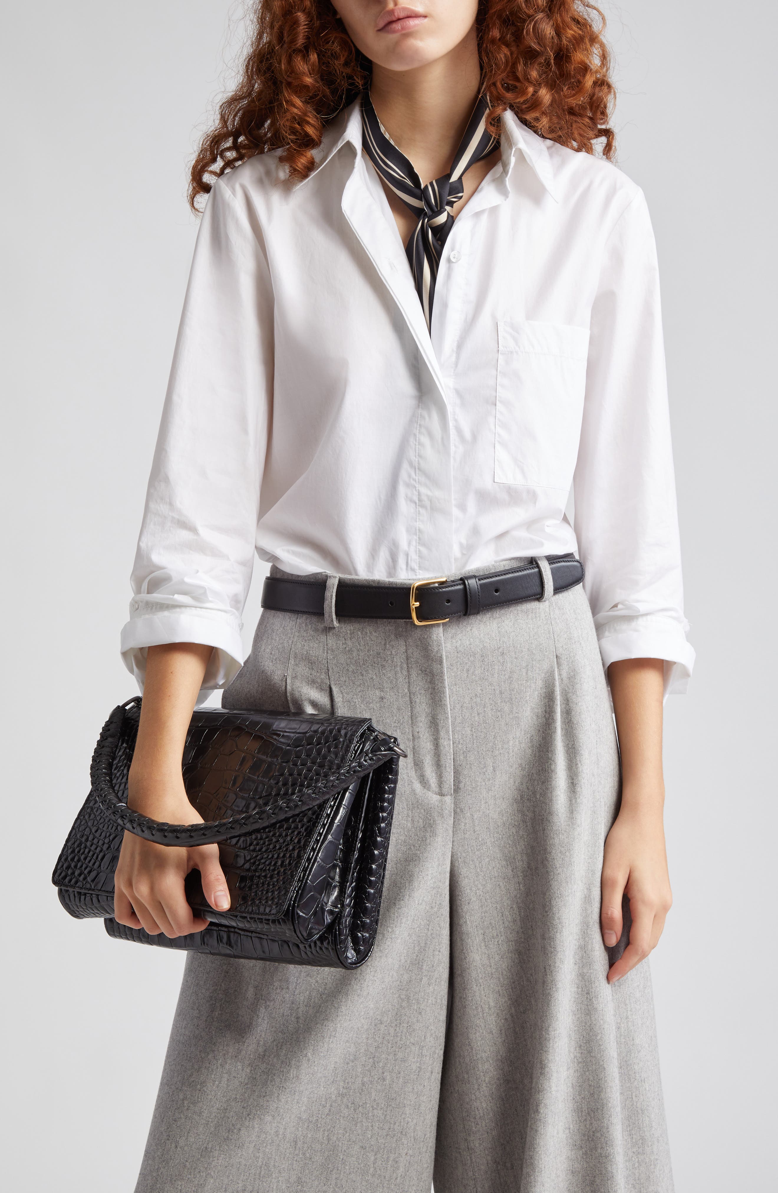 gu-de Medium Fame Croc Embossed Shoulder Bag, Alternate, color, 