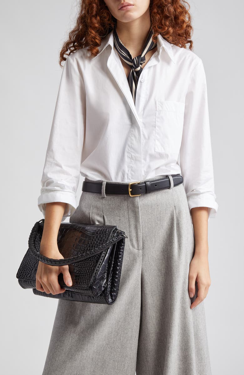 gu-de Medium Fame Croc Embossed Shoulder Bag, Alternate, color,