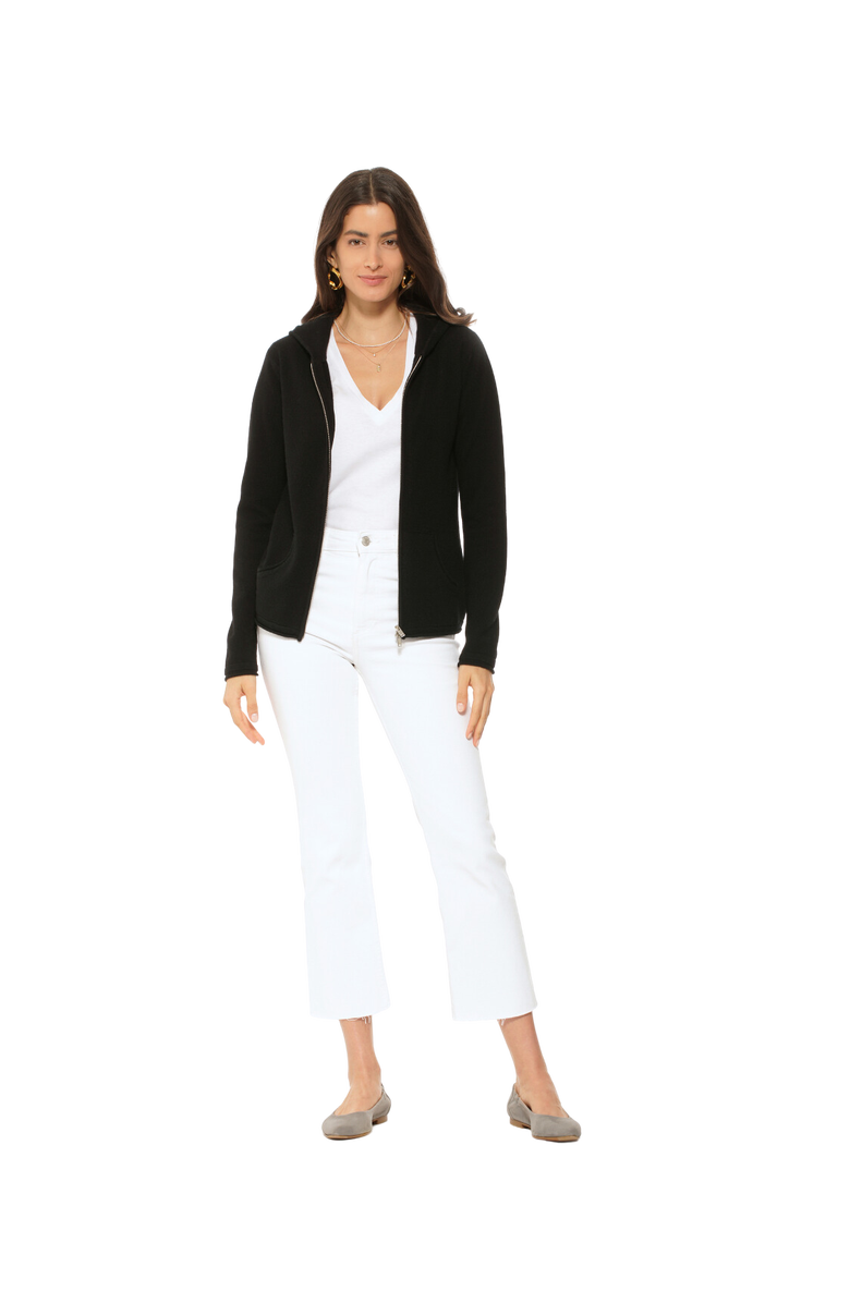 Monticelli Cashmere Pure Cashmere Double Zip Hoodie Sweater, Alternate, color, Black