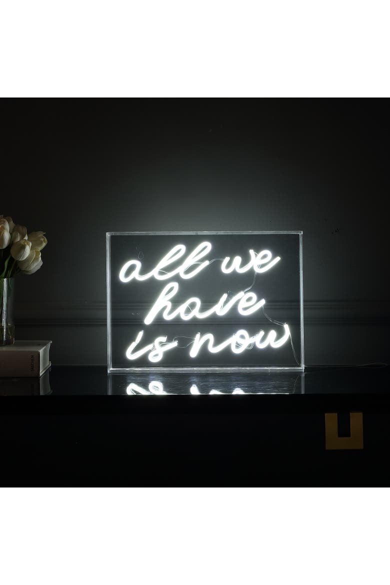 All X 10" Contemporary Glam Acrylic Box USB Operated LED Neon Light, Alternate, color, White