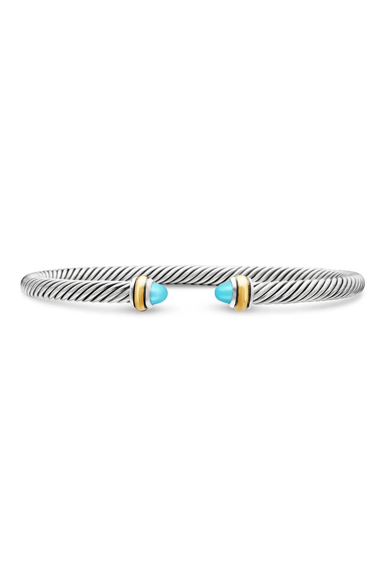 Cable Classic Bracelet with 18K Gold & Semiprecious Stones, 4mm, Main, color, TURQUOISE