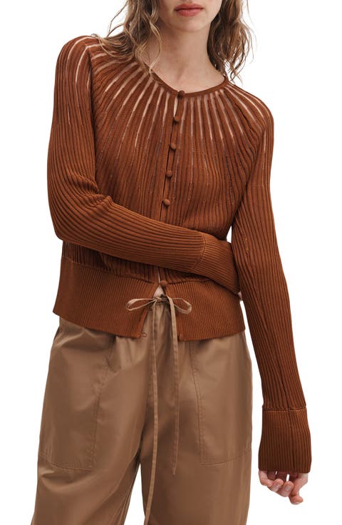 Aubrey Open Knit Semi Sheer Cardigan