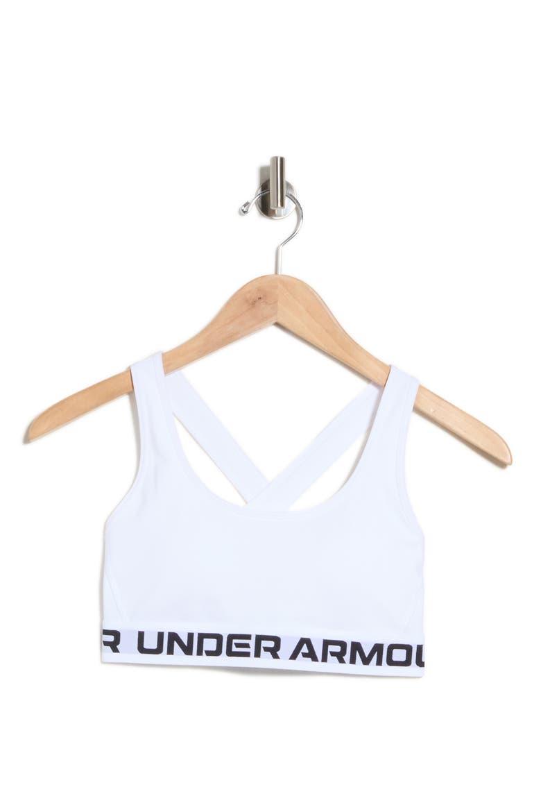 Armour Crossback Medium Impact Sports Bra, Alternate, color, WHITE