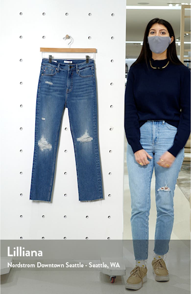Stevie Ripped High Waist Crop Straight Leg Jeans, sales video thumbnail