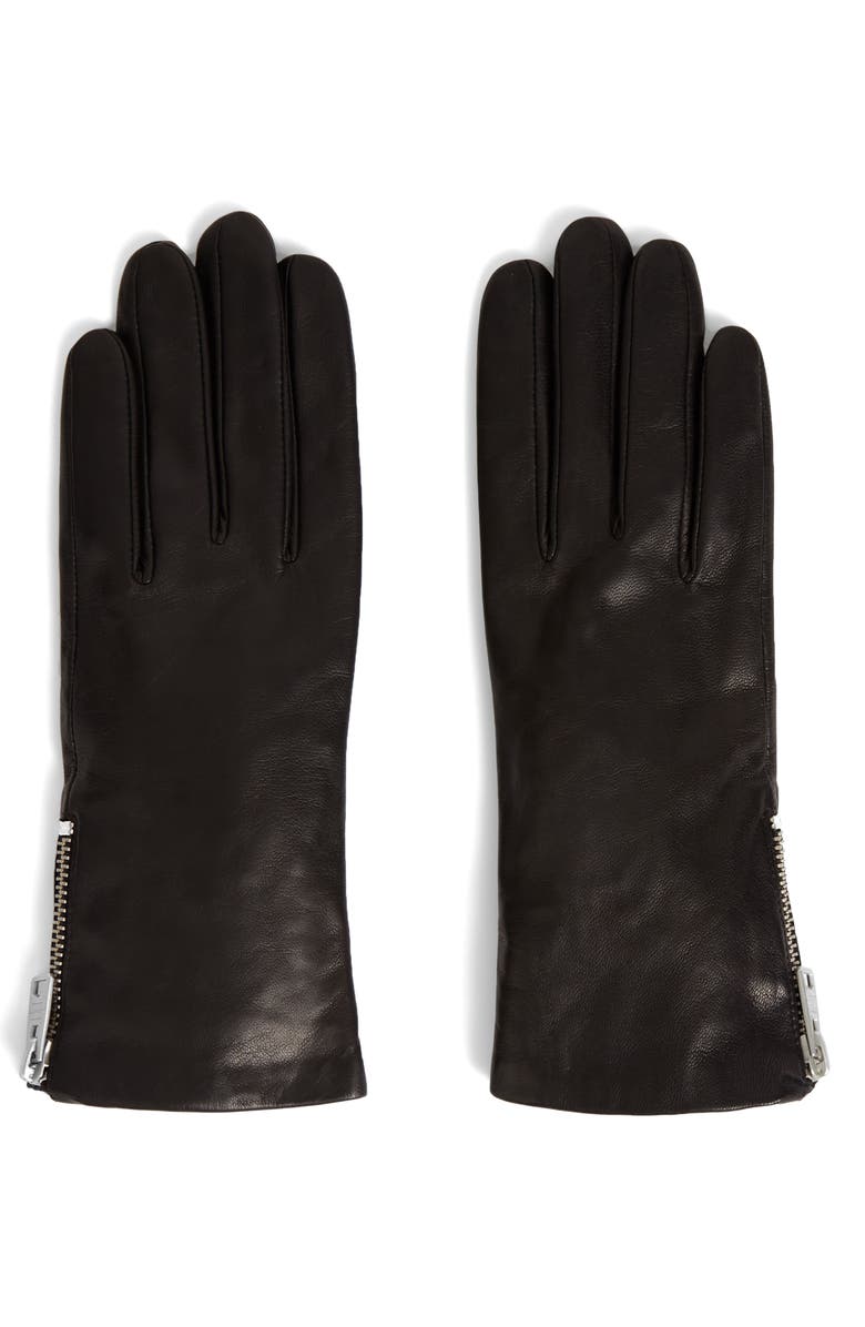 AllSaints Touchscreen Compatible Leather Gloves, Alternate, color,